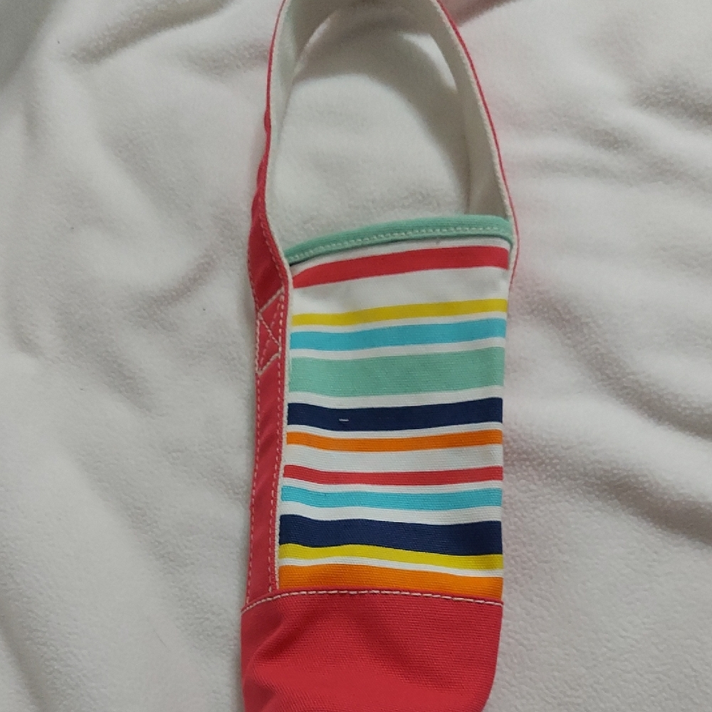Lands' End Multicolor Striped Fabric Wine Bag